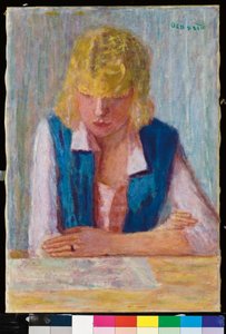 Blondýna v modré vestě od Pierre Bonnard