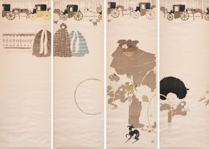 Promenáda ošetřovatelek, vlys kočárů od Pierre Bonnard