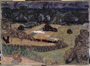 Krajina s nákladním vlakem. Obraz Pierra Bonnarda (1867-1947) od Pierre Bonnard