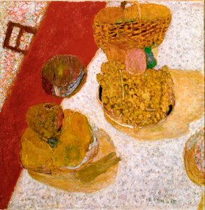 Roh stolu Zátiší ovoce. Obraz Pierra Bonnarda (1867-1947) 1935 Rozm. 67x63,5 cm Paříž, Musee national d