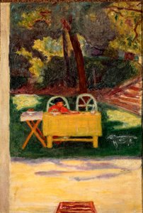 Ochutnávka na zahradě. Obraz Pierra Bonnarda (1867-1947), cca 1910. Olej na plátně, Slunce: 65x44cm Milán, Soukromá sbírka od Pierre Bonnard