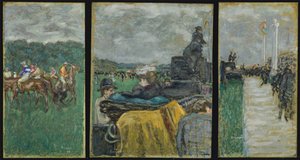 Dostihová dráha Longchamp Les Courses à Longchamp. Triptych, 1897 od Pierre Bonnard