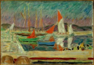 Plachetnice v přístavu Saint-Tropez od Pierre Bonnard