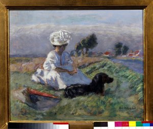 Žena se psem (olej na plátně) od Pierre Bonnard
