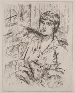 Žena se psem, ilustrace z "Dingo" od Octave Mirbeau od Pierre Bonnard