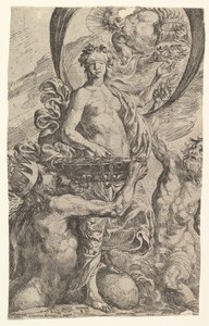 Jupiter, Pluto a Neptun nabízejí své bohatství Fortune, 1624.