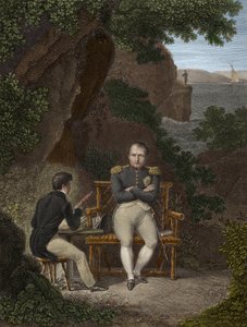 NAPOLEON I (1769-1821) V exilu na Svaté Heleně - Napoleon diktuje své paměti Emmanuelu Pons de Las Cases (1800-1854), synovi Emmanuela de Las Cases - Napoleon Svaté Heleně (Svaté Heleně): Diktuje mladým Las Cases poznámky, které se mají použít k psaní od Pierre Charles Bacquoy