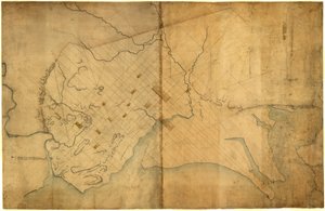 Čárkovaná mapa Washingtonu, D.C., 1791, před 19. srpnem. LOC 88694203 od Pierre Charles L
