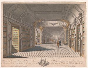 Knihovna opatství Sainte-Geneviève v Paříži Bibliotheque de Sainte Genevieve (název na objektu) od Pierre Claude Delagardette