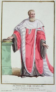 Achille de Harlay z „Receuil des Estampes, Representant des Rangs et des Dignites, podle Kostýmu všech existujících národů“, vydáno 1780 (ručně kolorovaná rytina) od Pierre Duflos