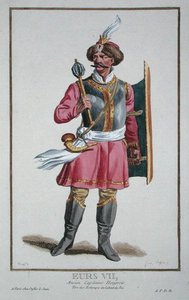 Eurs VII z „Recueil des Estampes, Representant les Rangs et les Dignites, podle Kostýmu všech existujících národů“, vydaného roku 1780 (ručně kolorovaná rytina) od Pierre Duflos