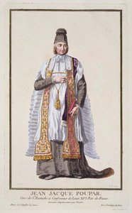 Jean-Jacques Poupard z „Recueil des Estampes, Representant les Rangs et les Dignites, podle Kostýmu všech existujících národů“, vydáno 1780 (ručně kolorovaná rytina) od Pierre Duflos