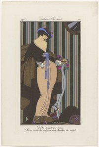 Journal of Ladies and Fashions: the Fashion Illustrators Journal of Ladies and Fashions: Fashion News Journal des Dames et des Modes, Costumes Parisiens, 1913, č. 111: Sametové šaty (...) od Pierre Emile Legrain