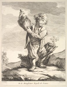 Malý chlapec držící nádobu z První knihy figur podle porcelánu M..., 1757.