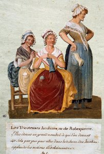 Francouzská revoluce: jakobínské pletařky nebo Robespierre. Dávali jsme těmto ženám peníze, aby šly do klubu jakobínů. Kvaš od Pierre Etienne Lesueur (aktivní kolem 1791-1810) od Pierre Etienne Lesueur