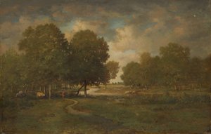 Řeka na louce, pravděpodobně koncem 30. a začátkem 40. let 19. století. od Pierre Etienne Theodore Rousseau