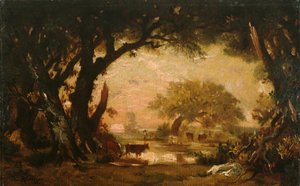 Mýtina v lesích Fontainebleau od Pierre Etienne Theodore Rousseau