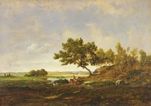 Rybník na úpatí kopce, cca 1848-55 (olej na dřevě) od Pierre Etienne Theodore Rousseau