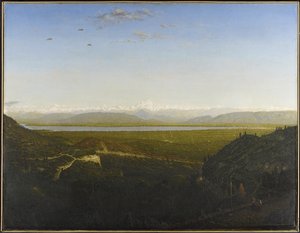 Pohled na Mont Blanc, viz z La Faucille, kolem roku 1865 (olej na plátně) od Pierre Etienne Theodore Rousseau