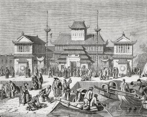 Čína, Shanghai, Shanghai Customs House, rytina