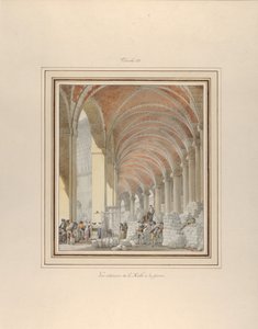 Halle aux Blés, pohled na interiér, ca. 1810.