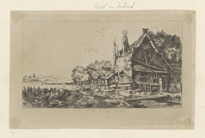 Krajina s domem se třemi komíny Recueil de quatre-vingt-cinq estampes originales (název série) od Pierre François Basan (workshop of)