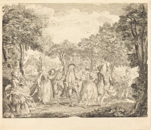 Balet v Opeře od Pierre François Basan after Gabriel Jacques de Saint Aubin
