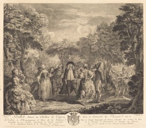 Balet v Opeře od Pierre François Basan after Gabriel Jacques de Saint Aubin