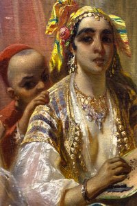 Alžírské ženy, interiér nádvoří od Pierre François Eugène (after) Giraud