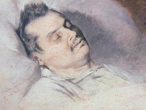 Honore de Balzac (1799-1850) na smrtelné posteli, 15. srpna 1850 (pastel a křída na papíře)