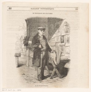 Prenthandelaar Obchodník s rytinami (název na předmětu) od Pierre François Godard (II)