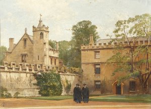 Grammar Hall ze St Johns Quadrangle v roce 1881: President Bulley v Lodgings Drive a dva další, 1881 od Pierre François Joseph Tonneau