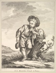 Malý chlapec držící košík hroznů, z Druhé knihy figur po po..., po roce 1757.