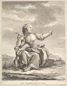 Holčička hrající si se psem, z Druhé knihy figur po porcelánu..., po roce 1757.