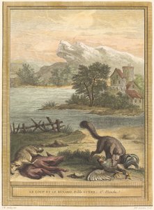 Le loup et le renard (Vlk a liška) od Pierre François Tardieu after Jean Baptiste Oudry