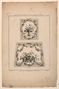 Návrhy sedáků gobelínových židlí, deska 1 od "Cahier de Cartouches et Ornemens de l