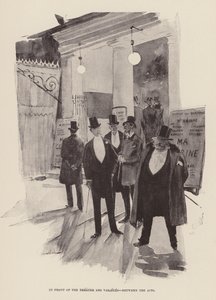 Před divadlem Theatre des Varietes, mezi jednotlivými představeními (rytina) od Pierre Georges Jeanniot