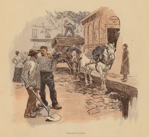 Pařížští uklízeči ulic (barevná litografie) od Pierre Georges Jeanniot