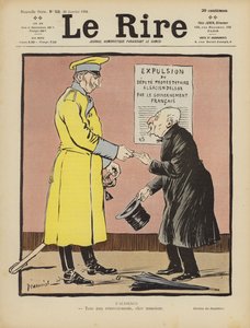 Satira na Francesovo opuštění Alsaska Německu. Ilustrace pro Le Rire