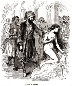 Egyptský trh s otrokyněmi od Pierre Gustave Eugene (1817-82) Staal