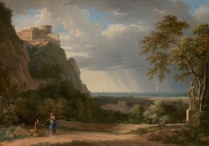 Klasická krajina s postavami a sochami od Pierre Henri de Valenciennes