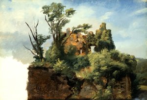 Krajina s ruinami, kolem 1782-5 (olej, papír na plátně)