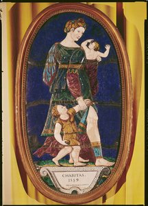 Plaketa zobrazující Charitu, Limousin, 1559 (malovaný smalt) od Pierre I Courteys