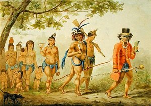 Pochod kmene, kolem roku 1839 (akvarel na papíře) od Pierre J. Benoit