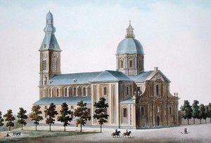 Kostel sv. Pierra v Gentu, z „Výběr z nejvýznačnějších památek, budov a domů Nizozemského království“ od Pierra Jacquese Goetghebuera, vydáno 1827 (akvatinta) od Pierre Jacques Goetghebuer