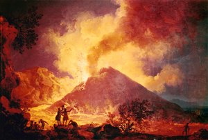 Erupce Vesuvu, Itálie ... (olej na plátně)