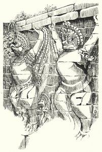 Garudas, sloní terasa (rytina)