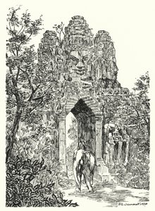 Severní brána Angkor-Thom (rytina)
