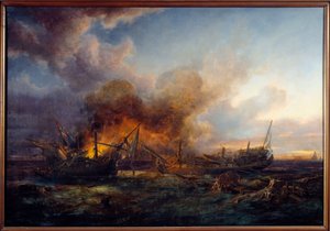 Boj dozorce a Quebecu v roce 1779 Obraz Pierra Gilberta (1783-1860) 1779 Brest, Musee des Beaux Arts