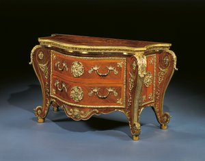 George III bombe commode, cca 1760-65 (palisandr, ovocné dřevo a intarzie) od Pierre Langlois